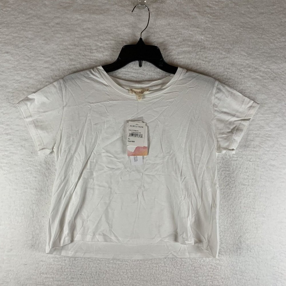 Walking On Sunshine Cropped T-Shirt Womens Size XL White Crewneck Pullover 6375